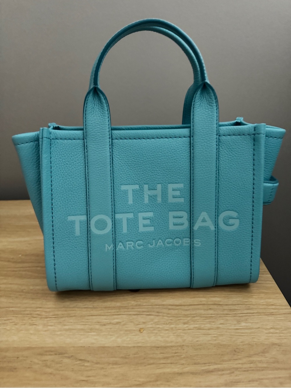 Marc Jacobs Small Leather Tote Bag Poolside Blue NWT + Dust Bag